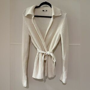 J. Crew Cream Tie-Front Cardigan